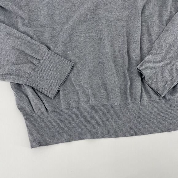 Banana Republic Sweater Men's Large Gray Silk Knit Long Sleeve V-Neck Cashmere - Picture 2 of 9